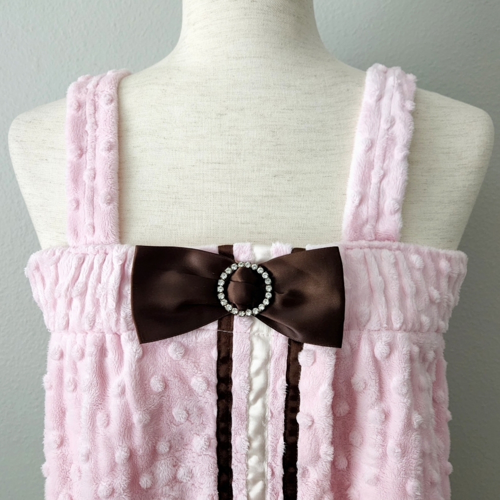 Will's River Co. Pink Cozy After Bath Wrap With Bow, Small / Medium - Picture 2 of 16